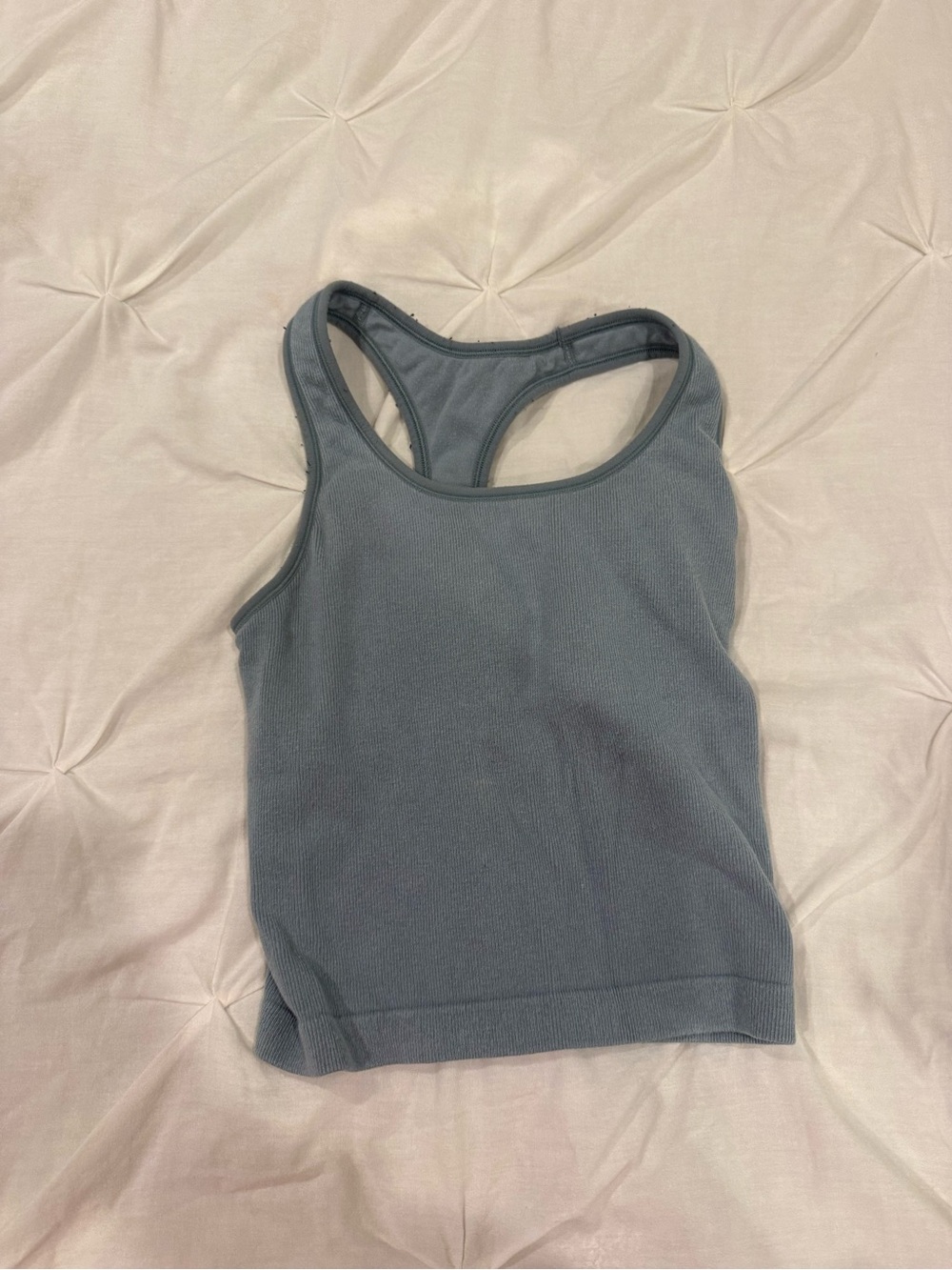 Ribbed Racerback Tank Top - Slate Blue - Picture 1 of 2